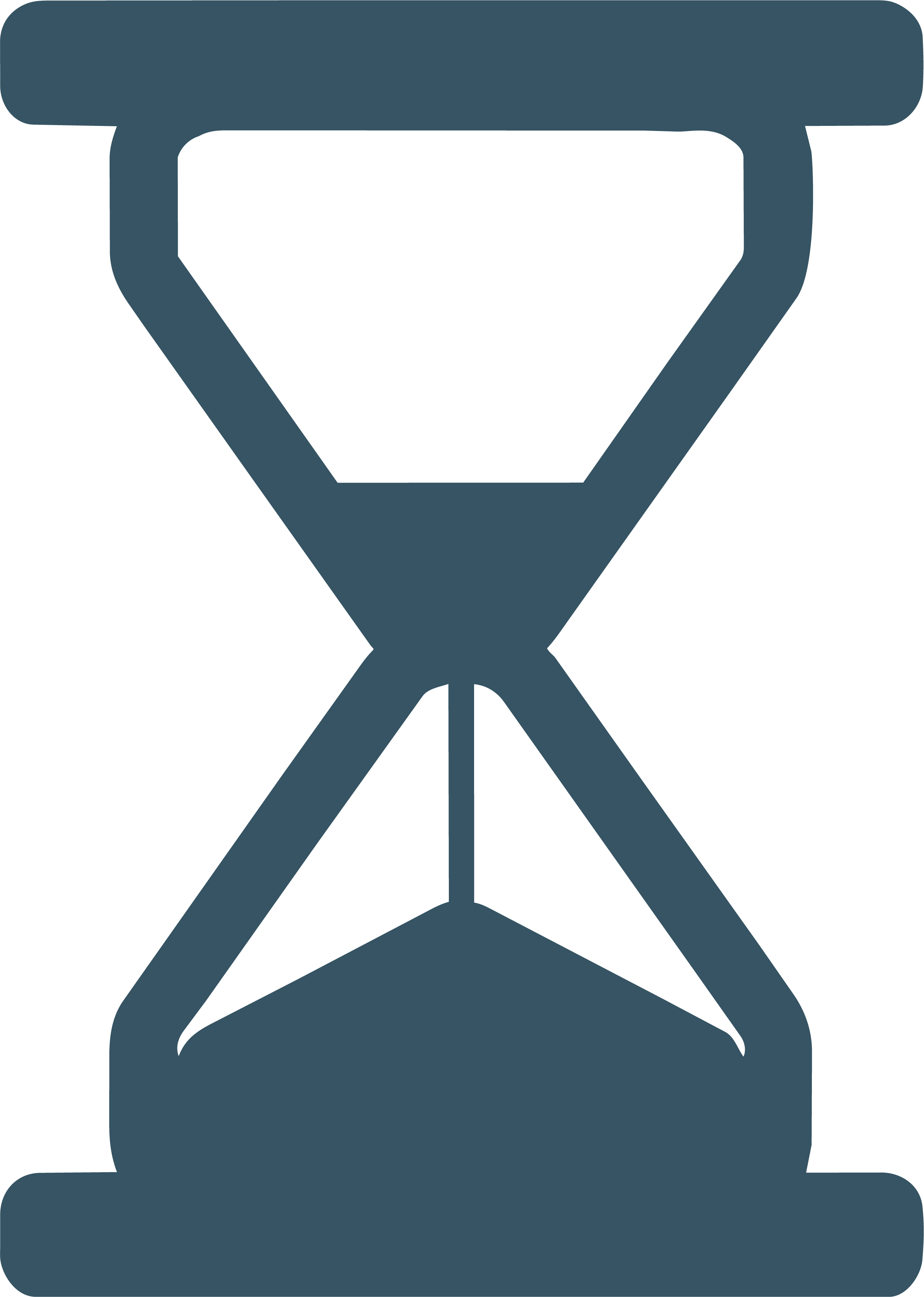 Simple dark blue hourglass icon with sand flowing from top to bottom.