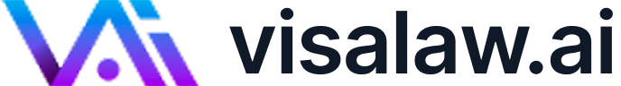 visalaw.ai logo with stylized V and A in gradient blue and purple.