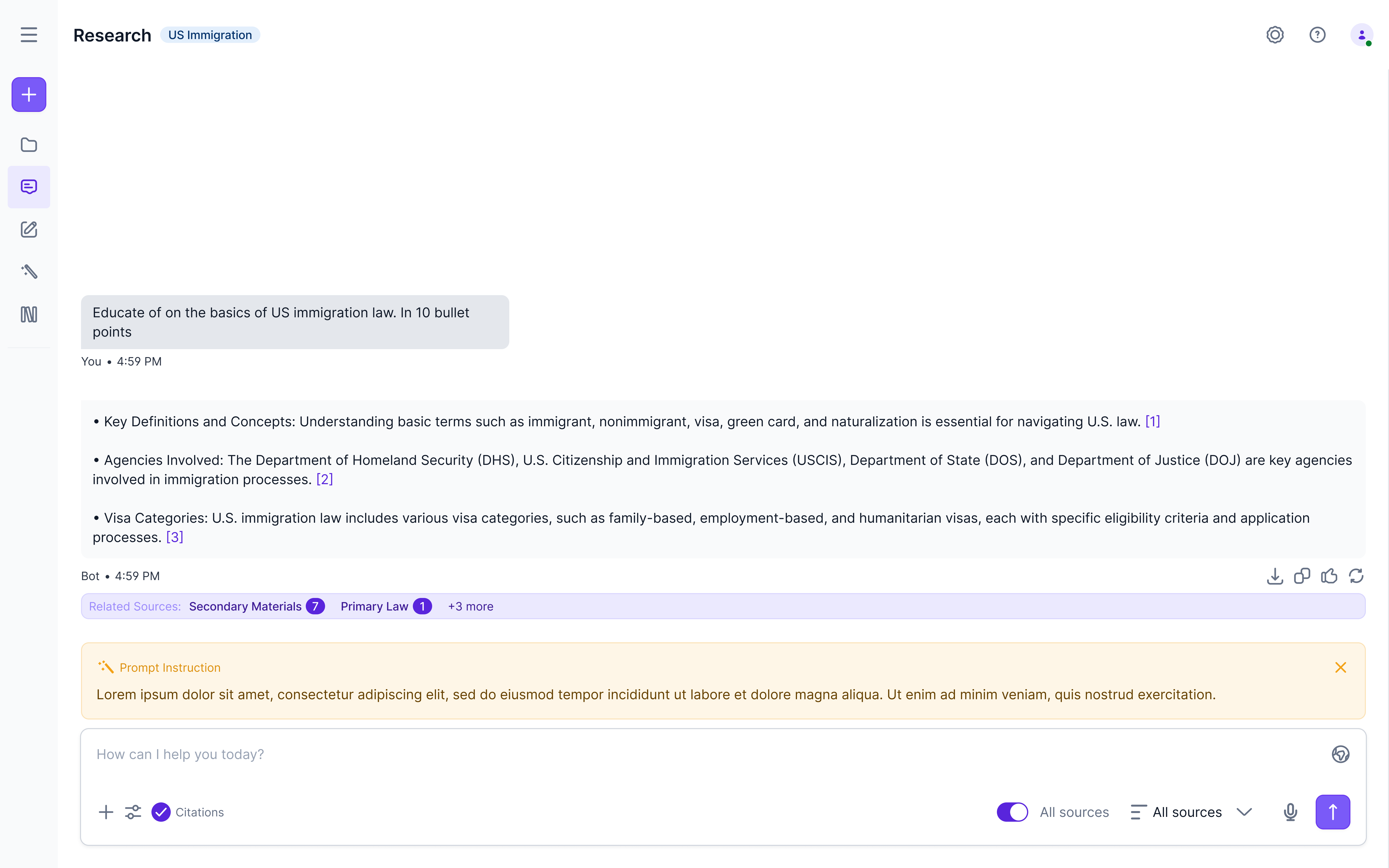Visalaw 2.0 Research Chat