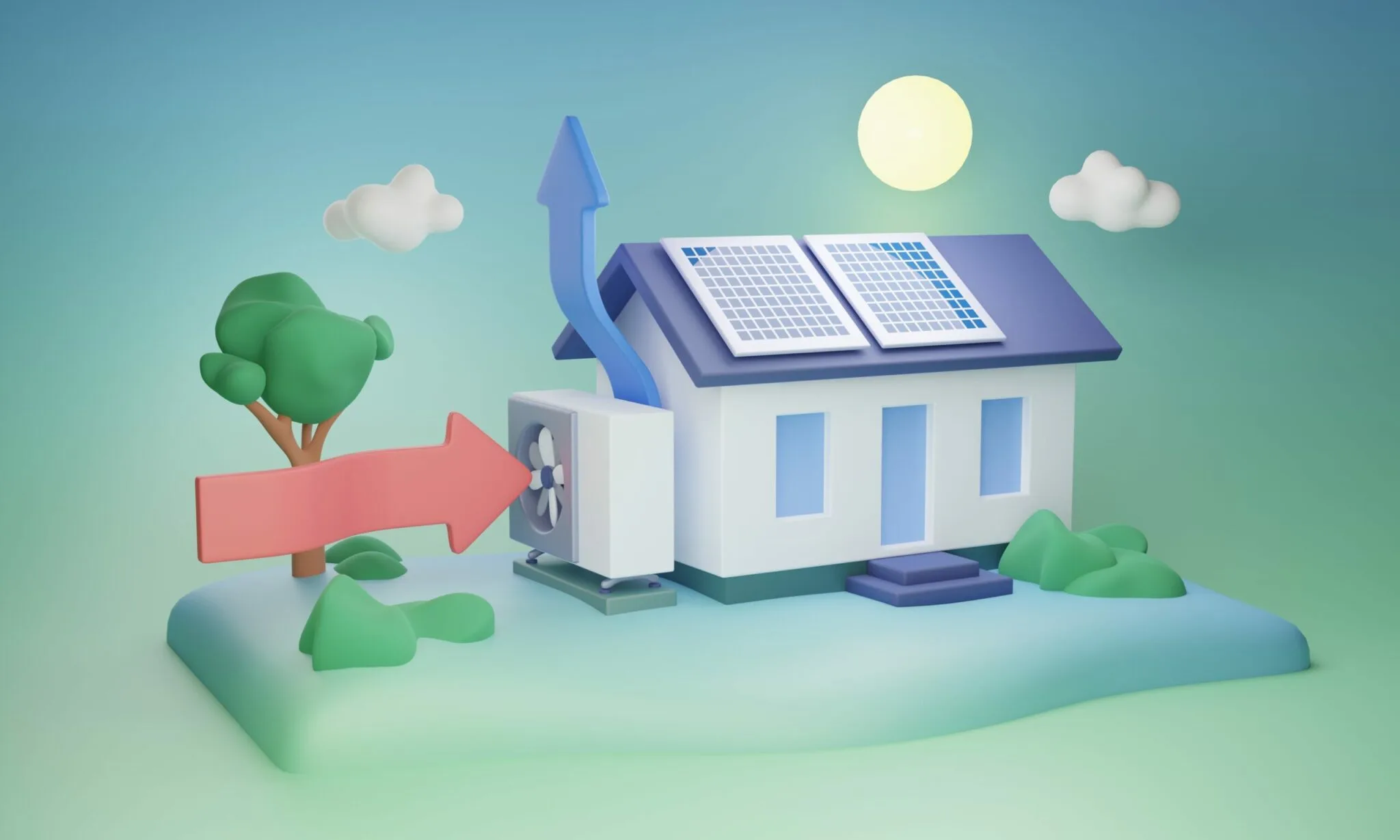 Schéma de fonctionnement d'une pompe à chaleur aérothermique