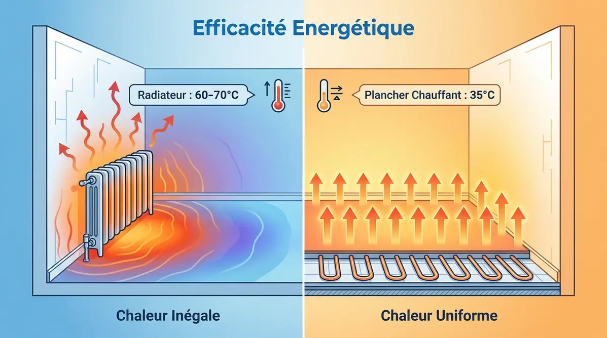 Schéma plancher chauffant pompe à chaleur