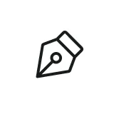 Icône de plume de stylo dans un cercle blanc.
