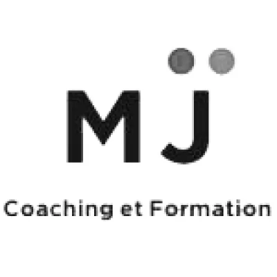 Logo MJ avec deux points sur le J au-dessus du texte Coaching et Formation.