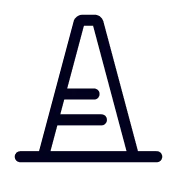 Simple black road cone icon with two horizontal stripes.