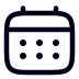 Outline icon of a calendar with three rows of dots representing dates.