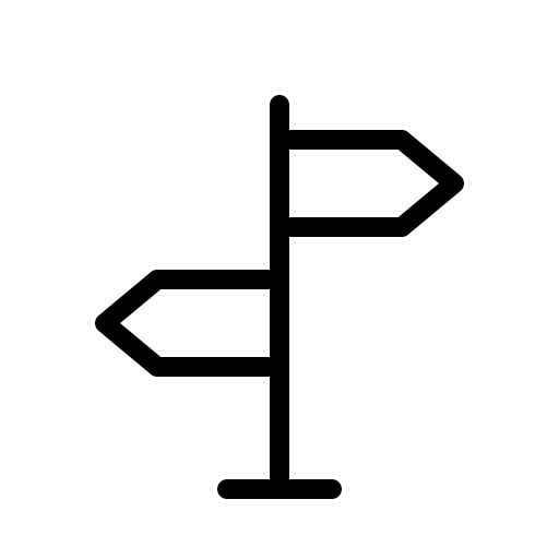 A curved arrow pointing right with a checkmark symbol inside a circle representing decision freedom.