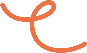 Orange curved line forming a loose loop on a transparent background.