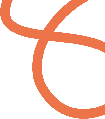Close-up of an abstract orange curved line on a transparent background.