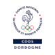 Logo of Comité National Olympique et Sportif Français with Olympic rings above CDOS Dordogne text.