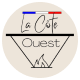 Circular logo with the text 'La Côte Ouest' and a simple line drawing of mountains inside a triangle.