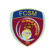 FCSM football club logo featuring a crimson and gold shield with a stylized lion and a crown.