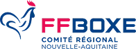 Logo of FFBoxe Comité Régional Nouvelle-Aquitaine featuring a stylized blue and red boxing glove icon.