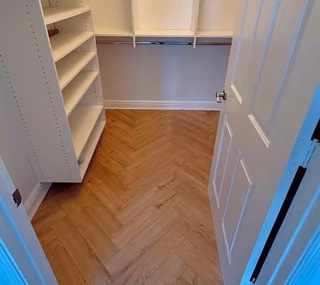 flooring installation in empty walk-in closet