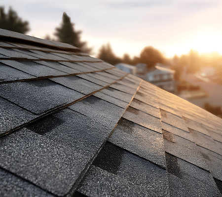 A metal tile roof installation
