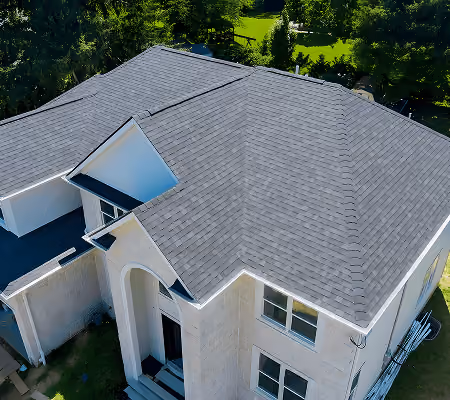 A metal tile roof installation