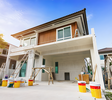 A home with its exterior painting