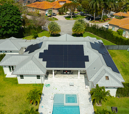A house intalled with solar energy system