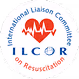 Logo of the International Liaison Committee on Resuscitation featuring a red heart with an EKG line inside a blue circular frame.