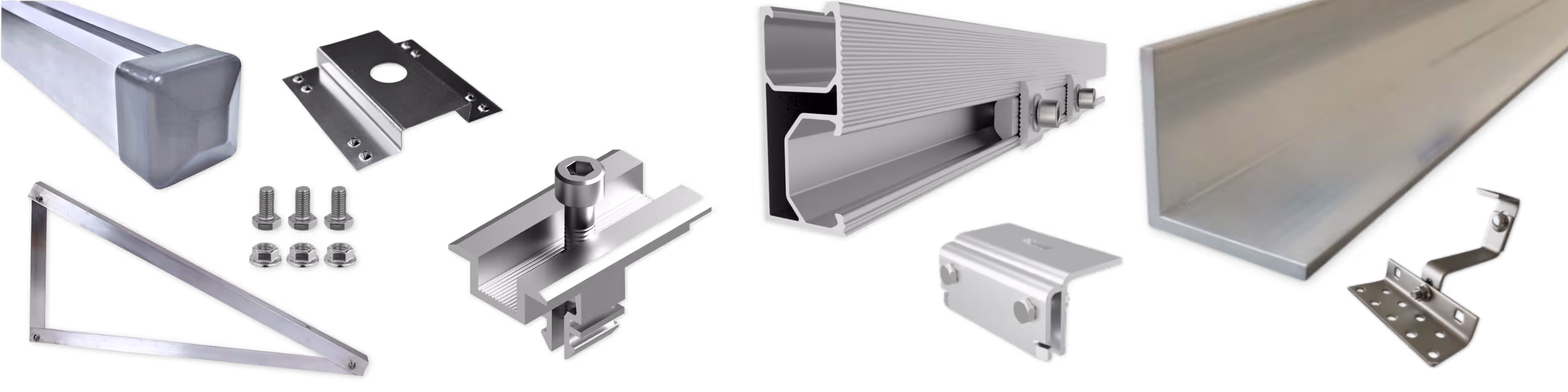 Zdjęcie przedstawia elementy systemów montażowych dostępnych w Z-Ecoenergy