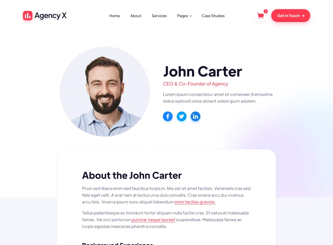 Team Member - Agency X Webflow Template