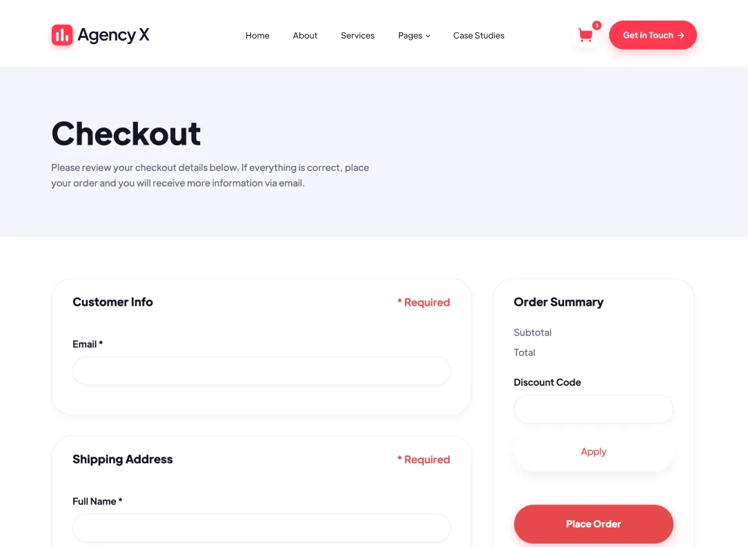 Checkout - Agency X Webflow Template