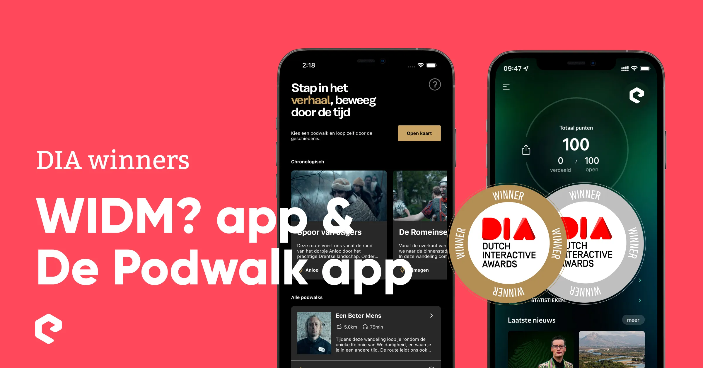 DIA Awards voor Wie is de Mol app en Podwalk app van Het Verhaal van Nederland