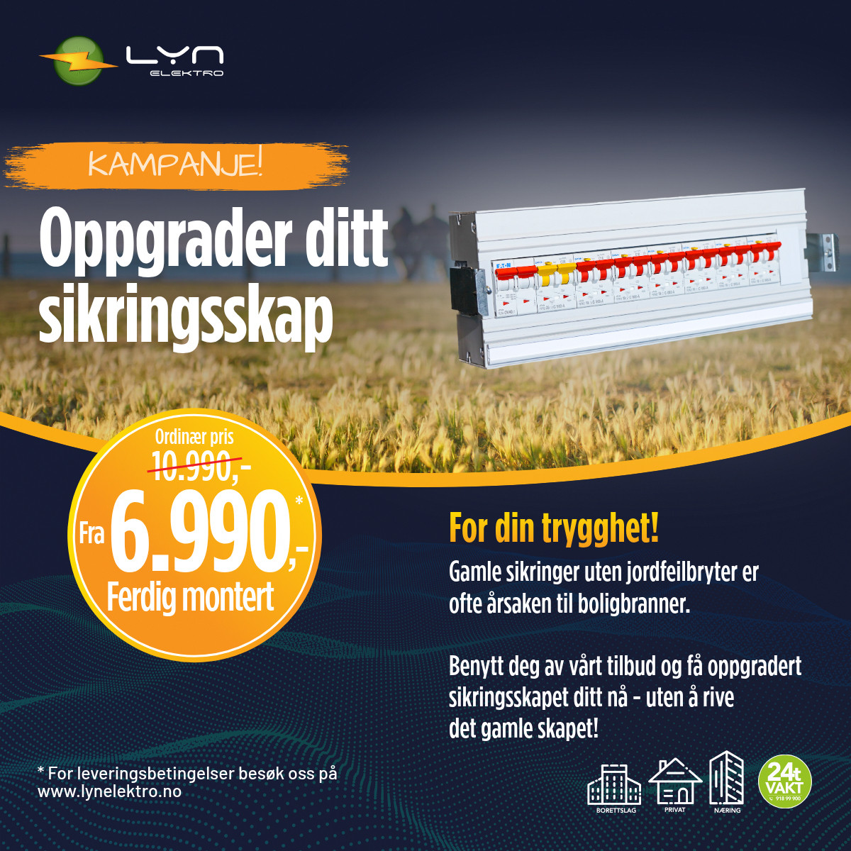 Sikringsskap - kampanjetilbud for rehabilitering fra LYN Elektro