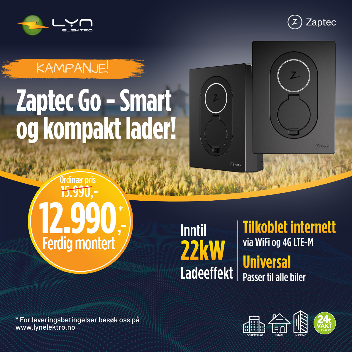 Zaptec Go elbillader - kampanjetilbud fra LYN Elektro