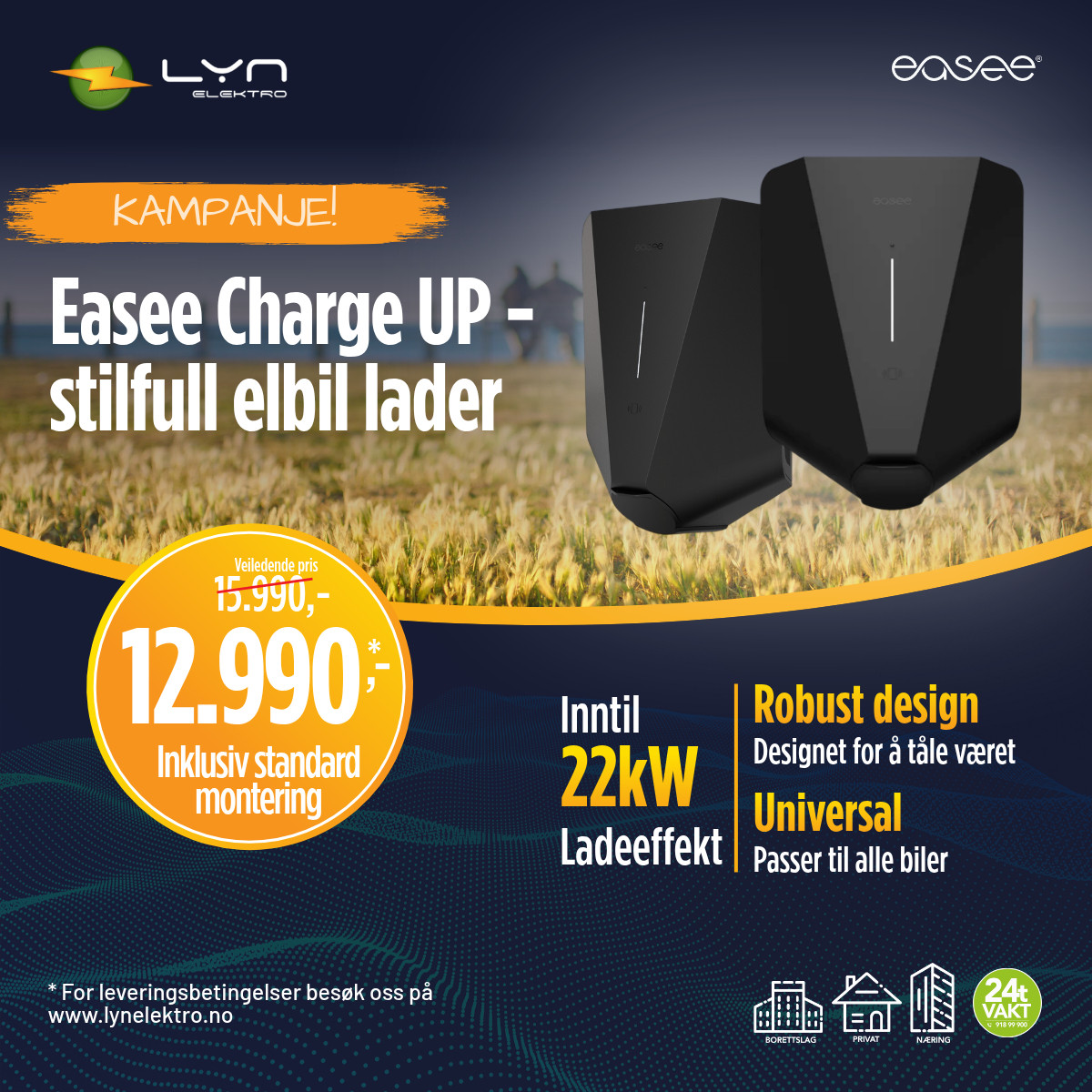 Easee Charge UP ladeboks - kampanjetilbud fra LYN Elektro
