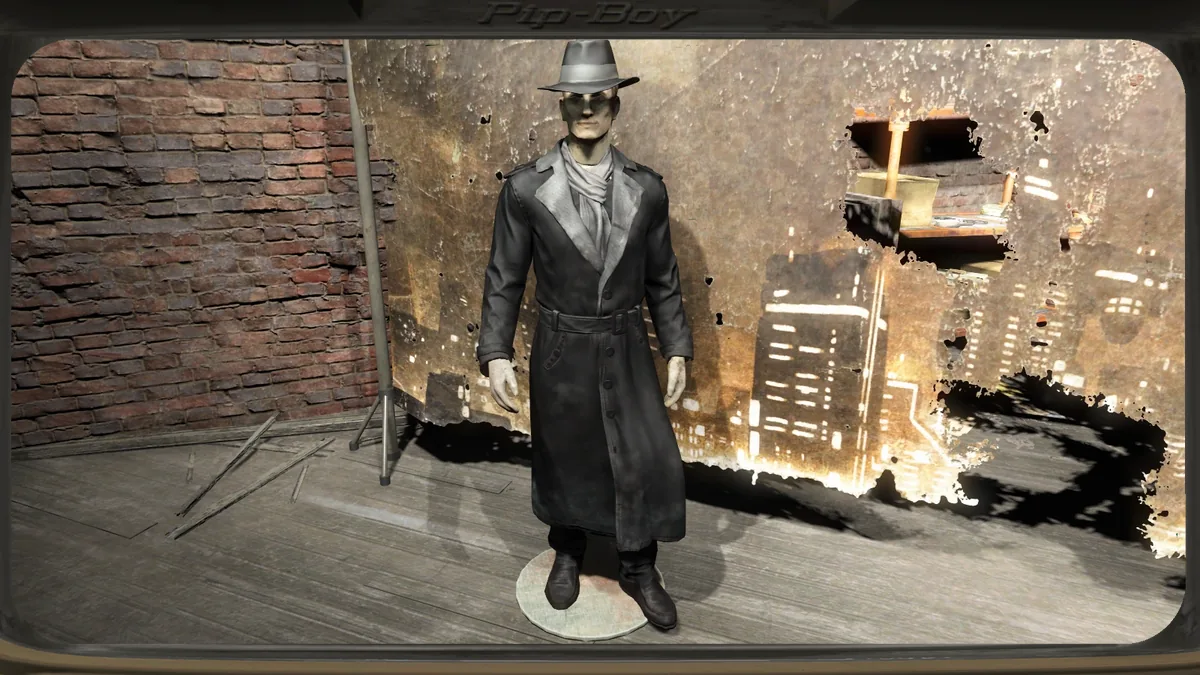La Mortaja Plateada, el justiciero enmascarado de Fallout 4, en un callejón