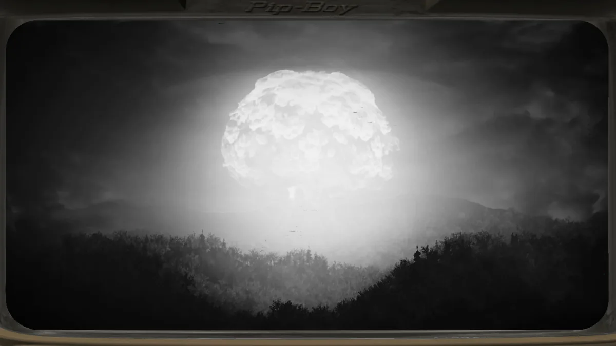 Explosión nuclear sobre los bosques de Appalachia en Fallout 76