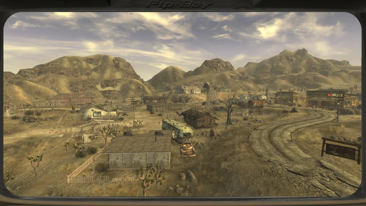 Panorámica del Yermo Mojave en Fallout: New Vegas