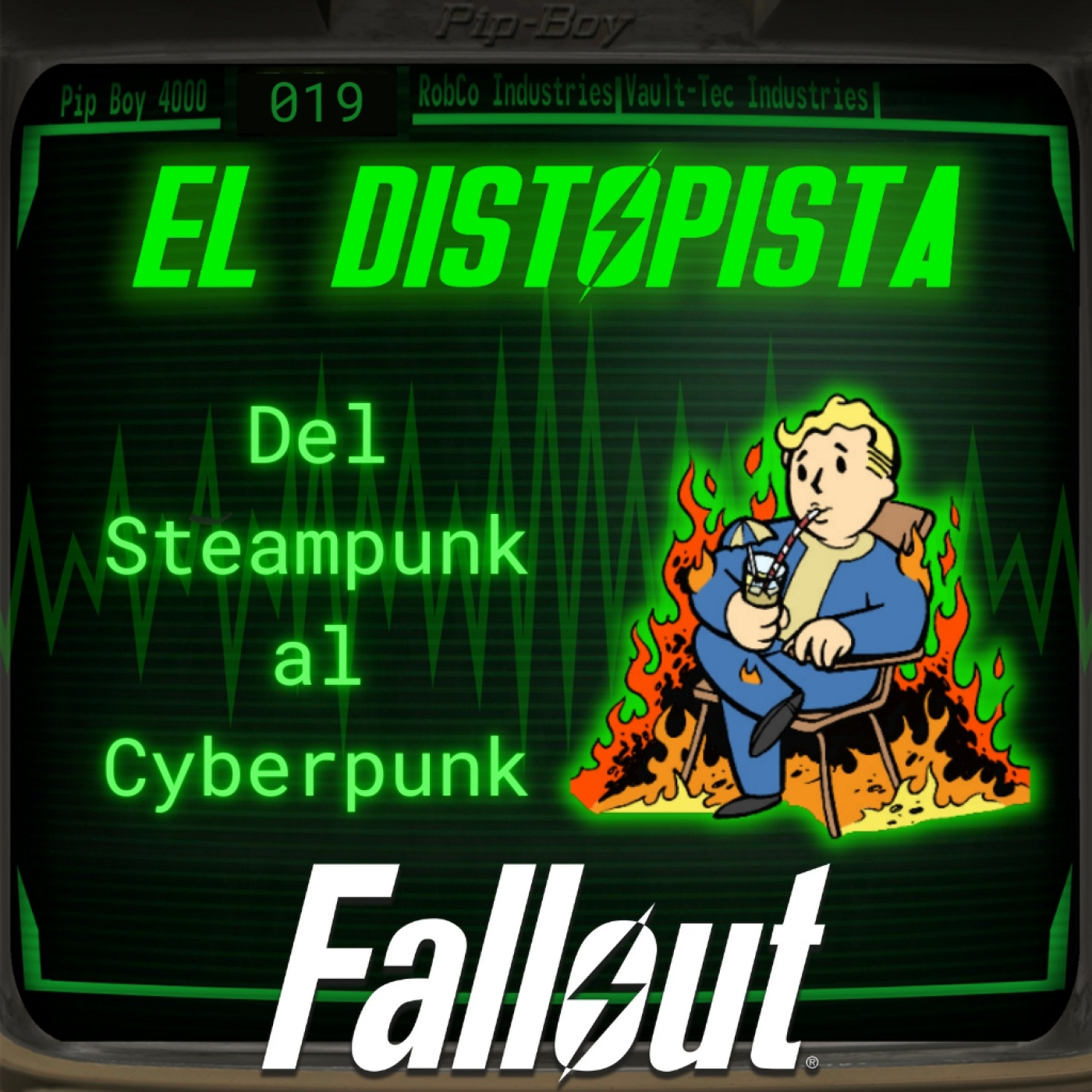 Carátula del episodio 019 de El Distopista sobre los géneros distópicos, del steampunk al cyberpunk