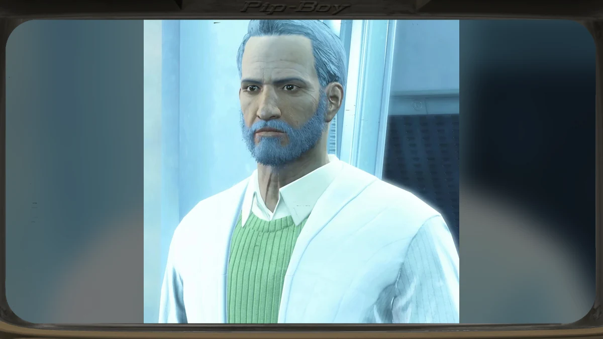 Shaun, conocido como Padre, director del Instituto, en su despacho del Instituto en Fallout 4