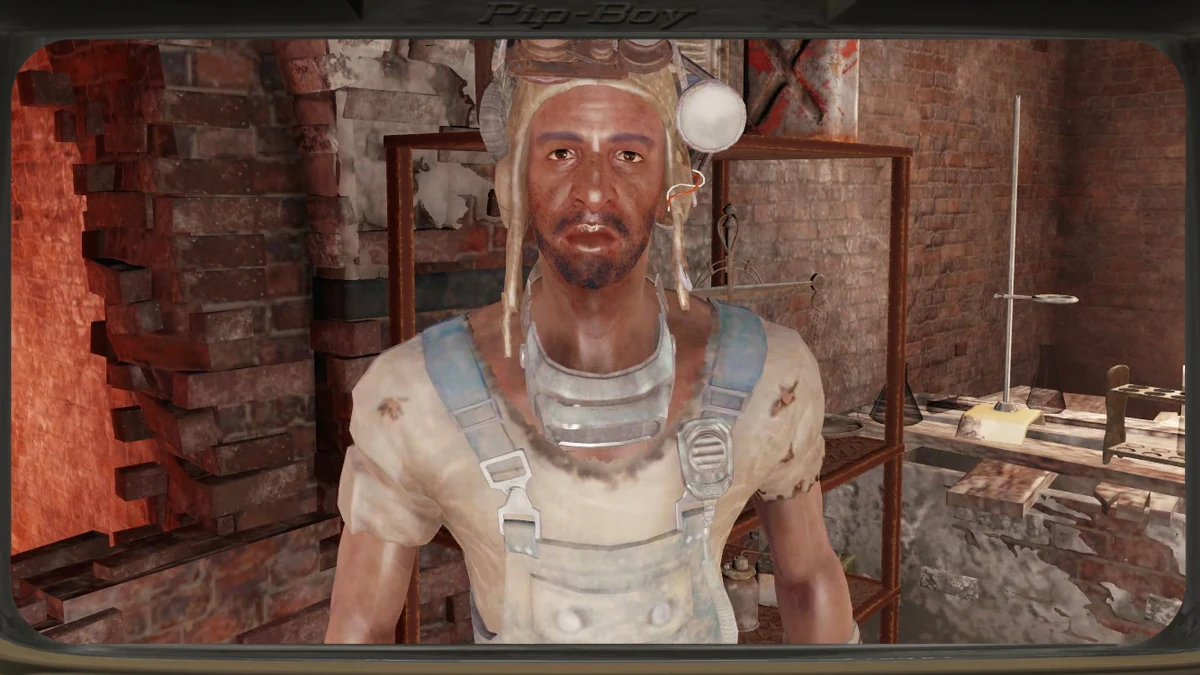 Tinker Tom, el técnico del Ferrocarril en Fallout 4, en el cuartel general bajo la Old North Church