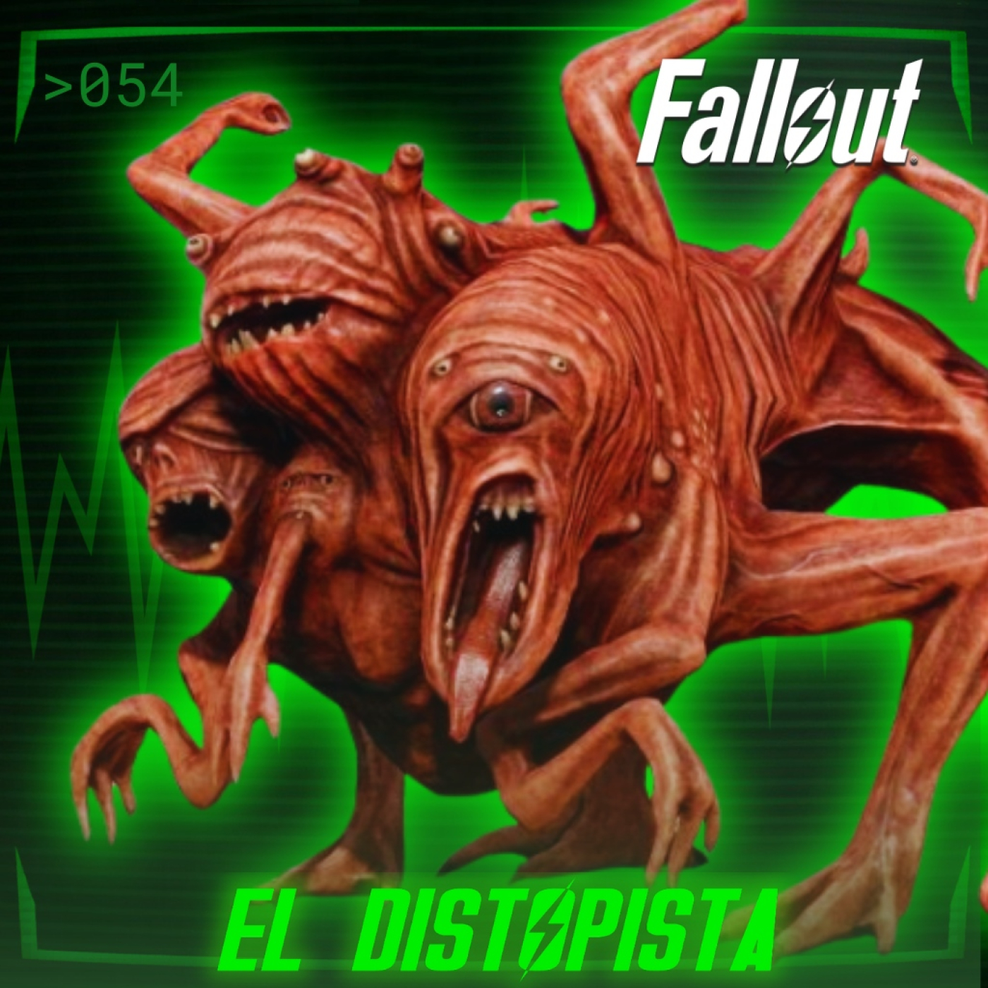 Carátula del episodio 054 de El Distopista sobre el bestiario del Yermo de Fallout: centauros, flotadores, wanamingos y reptadores de niebla