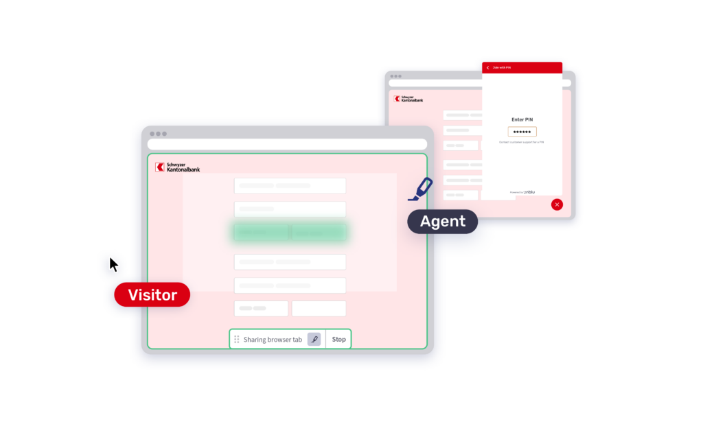 Co-Browsing session in a cantonal bank