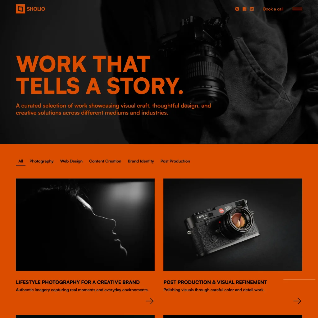 Website homepage with Bizzee logo, navigation menu, business headline, images of modern office and team meeting, and trusted partner logos.