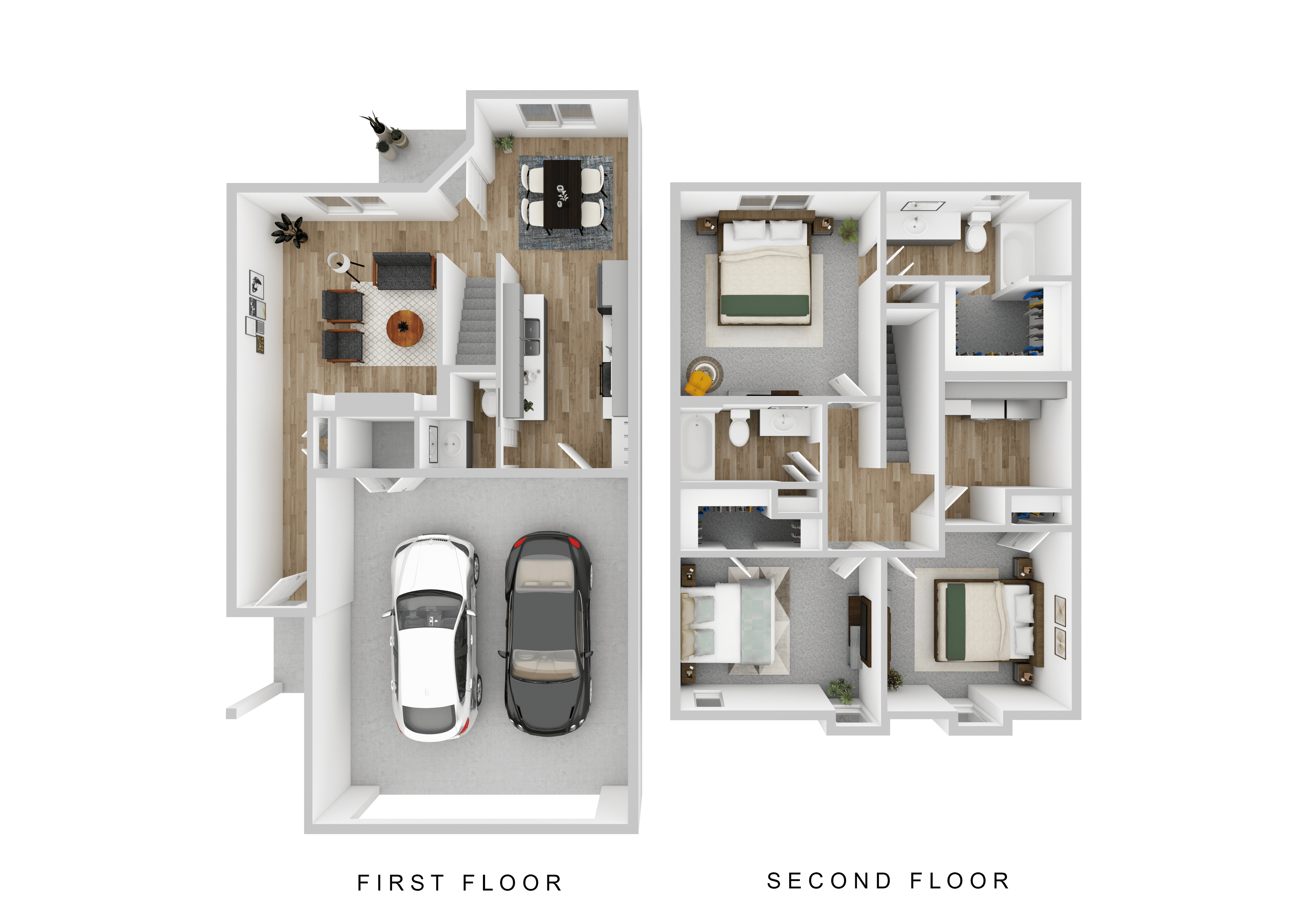 3 bedroom, 2.5 bathroom townhome floor plan at The Shores at Spirit Lake