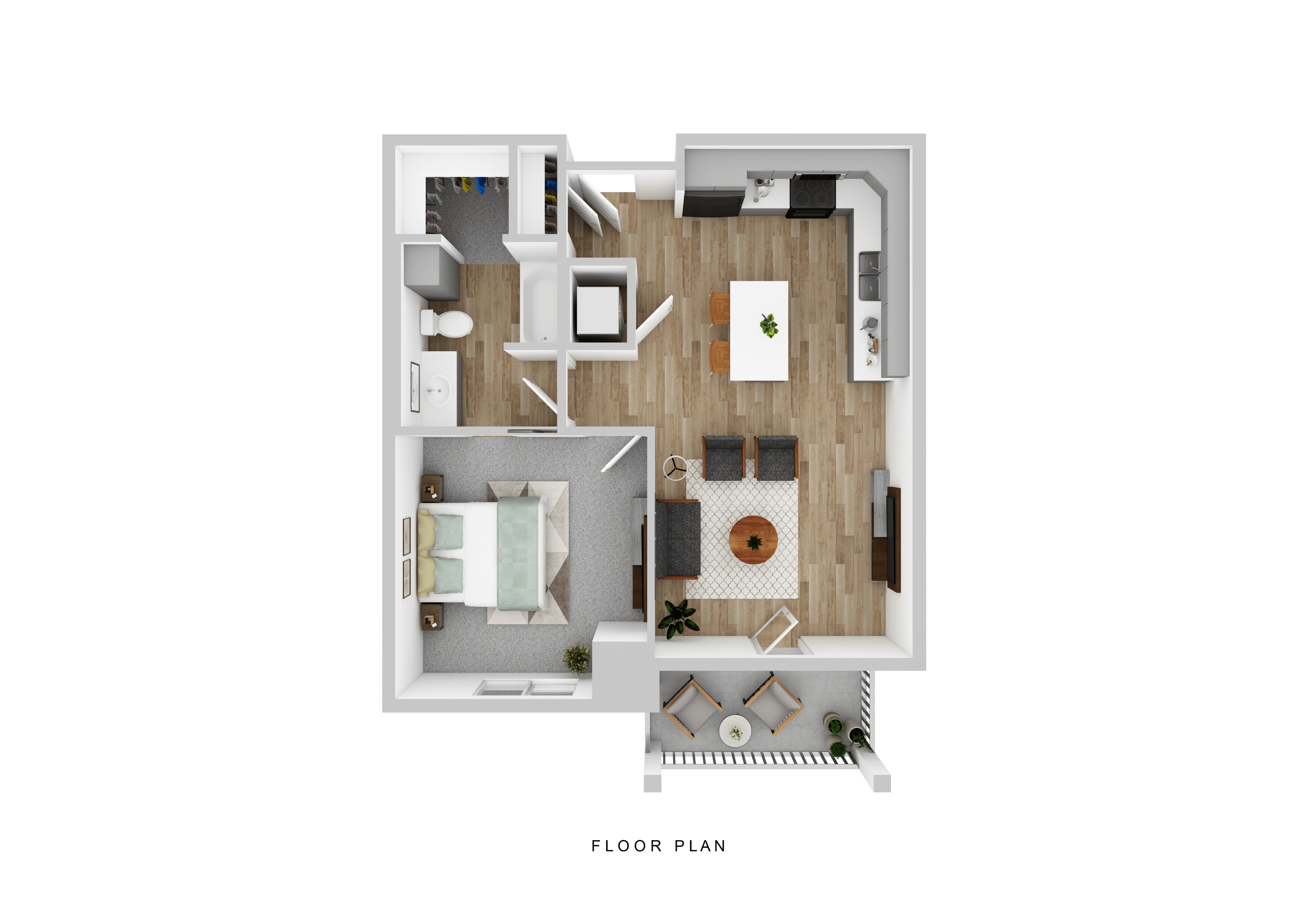 1 bedroom, 1 bathroom floor plan at The Shores at Spirit Lake