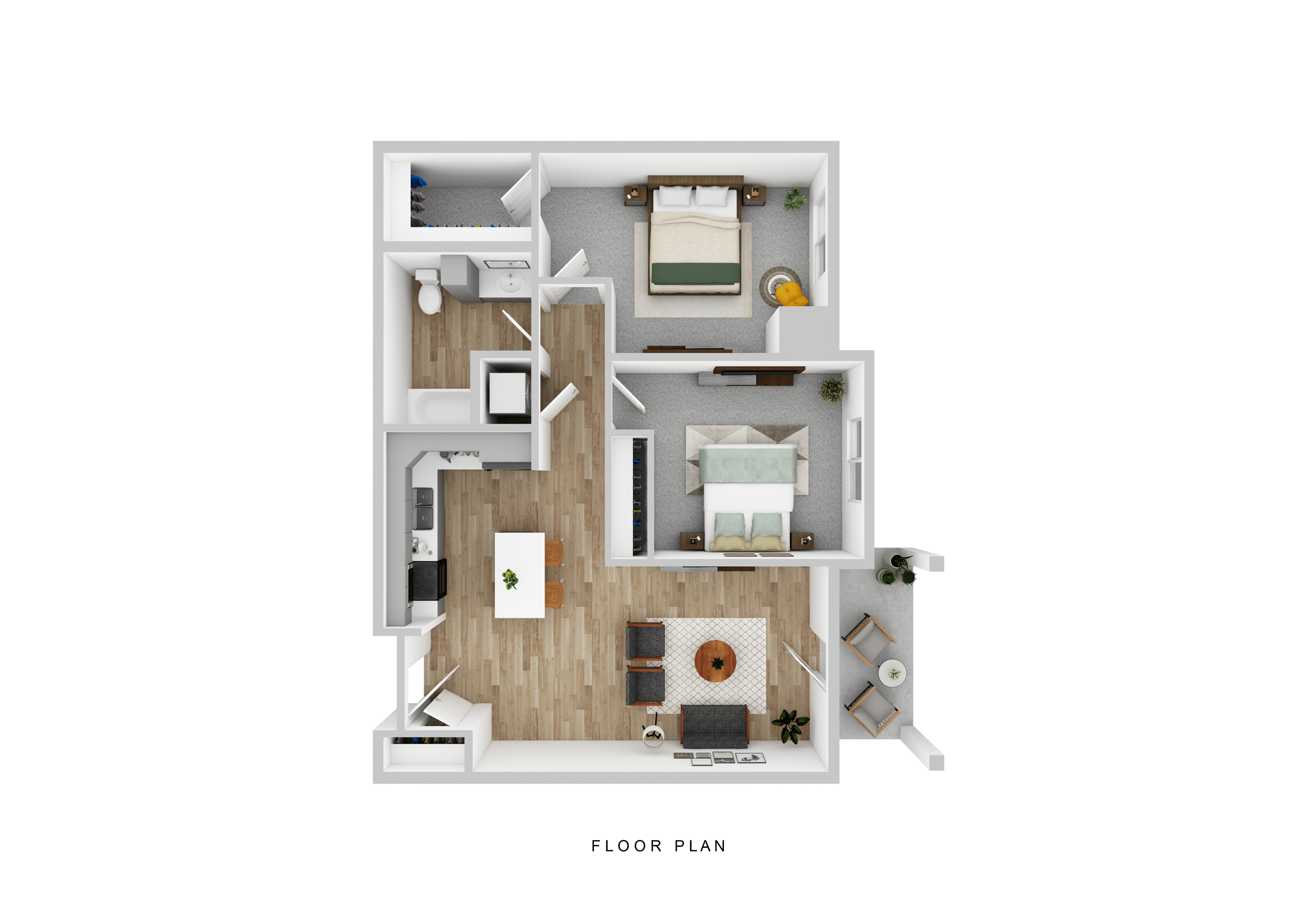 2 bedroom, 1 bathroom floor plan at The Shores at Spirit Lake