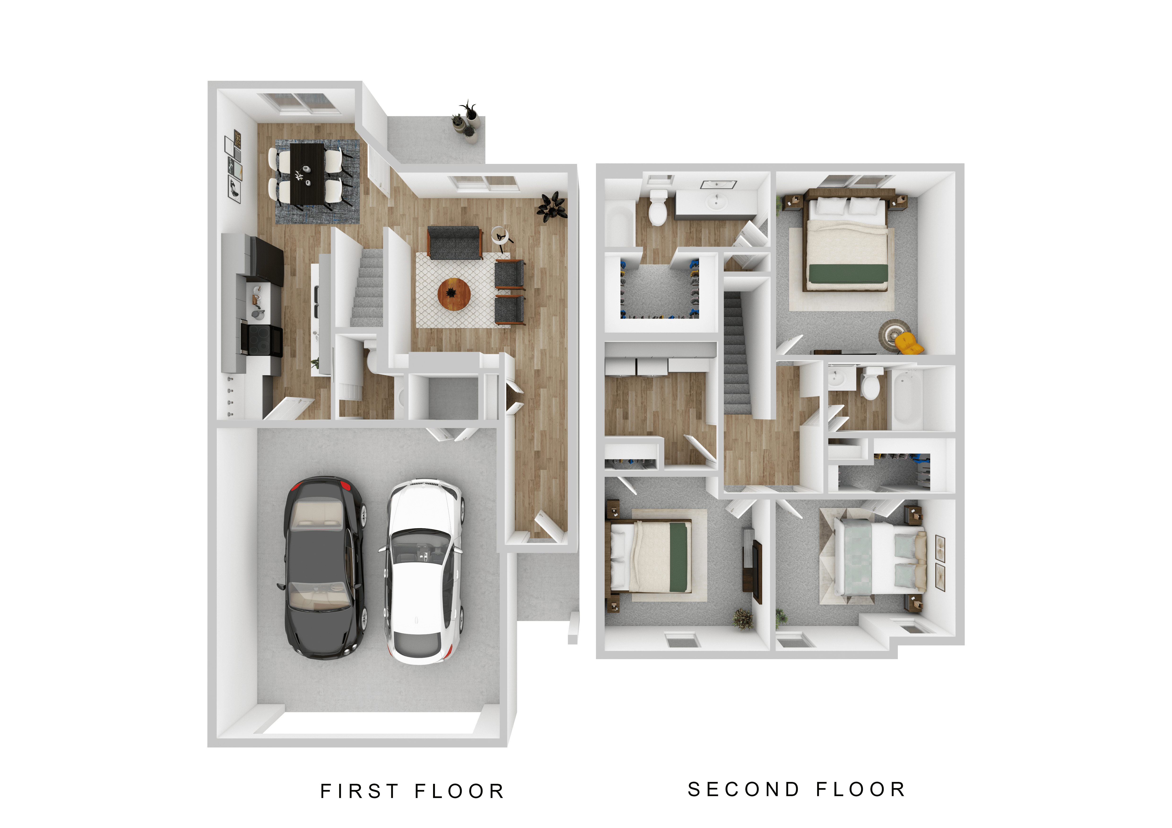 3 bedroom, 2.5 bathroom townhome floor plan at The Shores at Spirit Lake