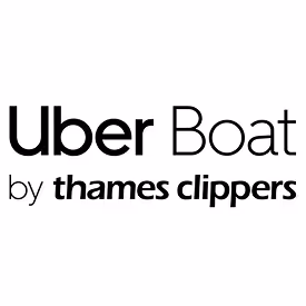 Uber Boat by Thames Clippers logo with stylized text.