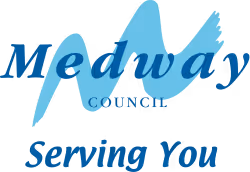 Medway Council logo with blue stylized 'M' and text 'Serving You'.