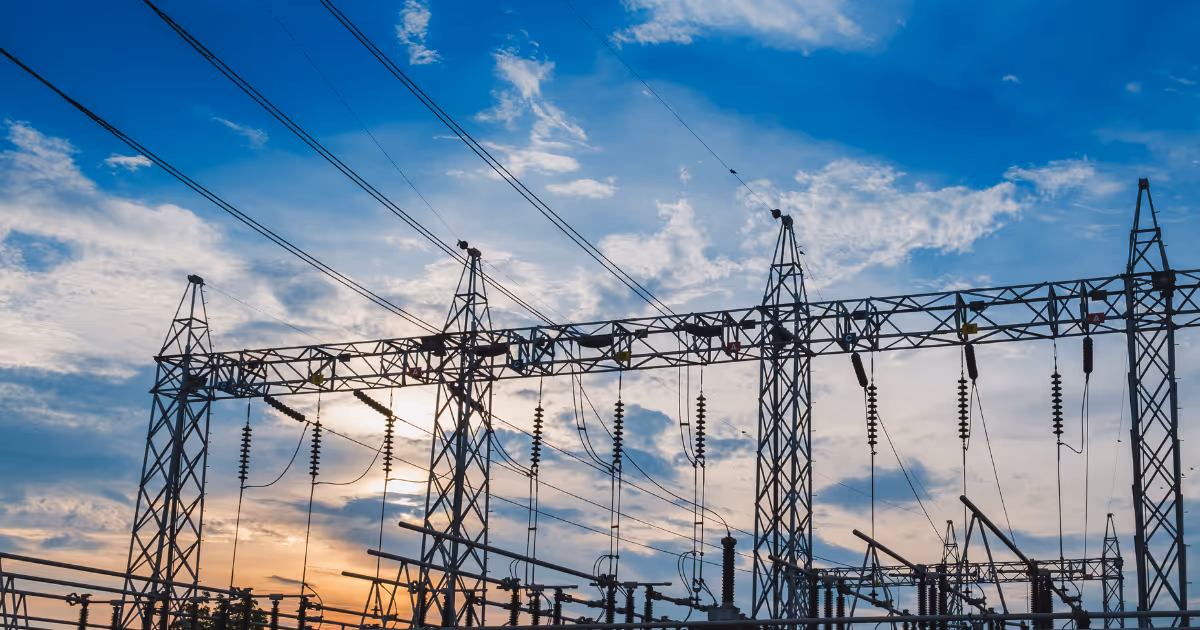 Substation nice blue sky background