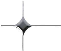 Black shiny four-point star with rounded edges on a transparent background.