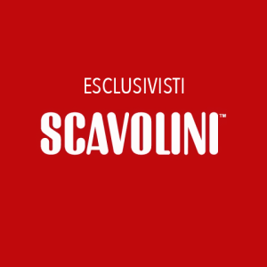 Logo Scavolini con la scritta Esclusivisti su sfondo rosso.