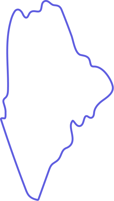 Outline of the U.S. state of Maine with a blue border on a transparent background.