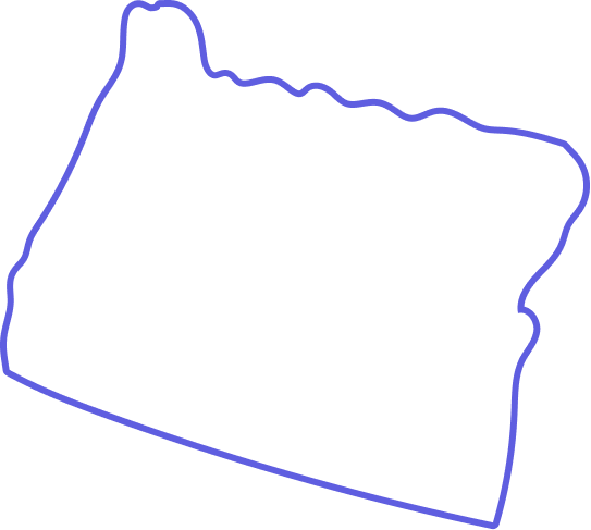 Outline of the U.S. state of Oregon with a blue border on a white background.