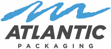 Atlantic Packaging logo with blue stylized waves above bold dark gray text.